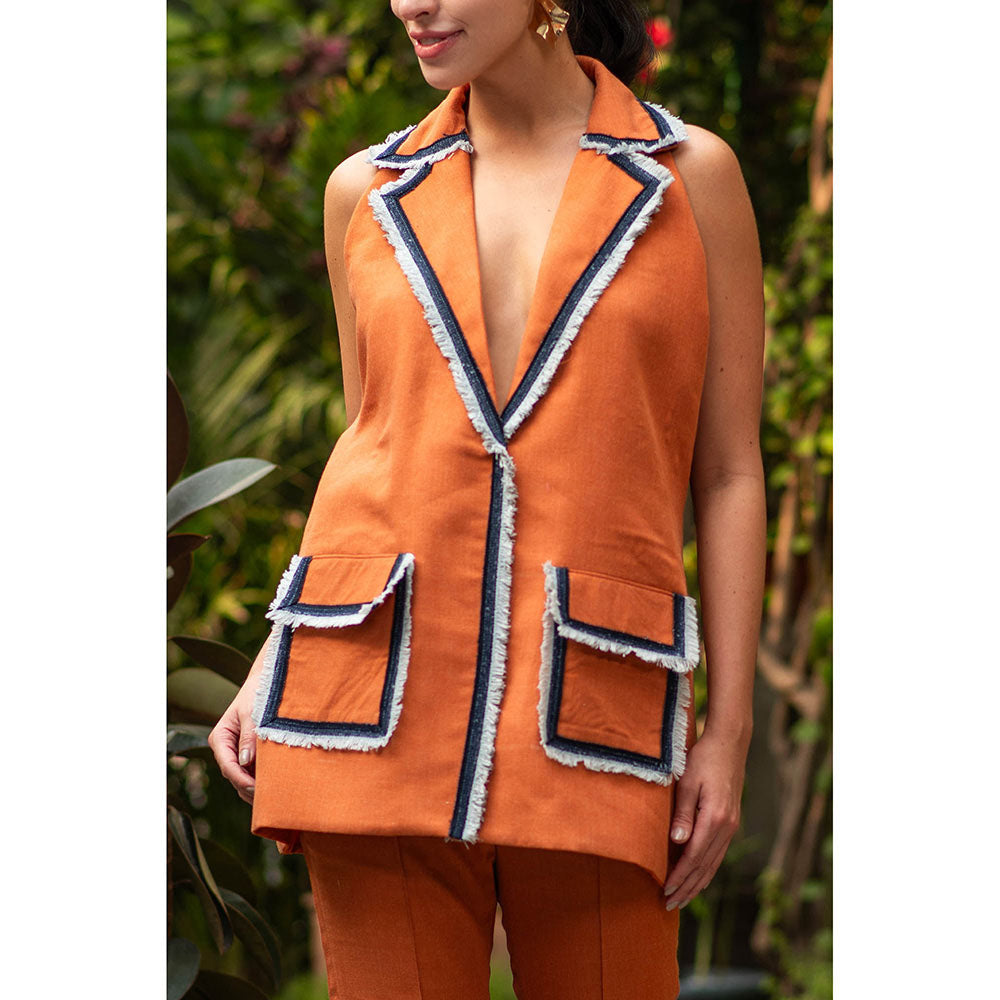 AKSH INDIA Golden Time Orange Co-Ord Set