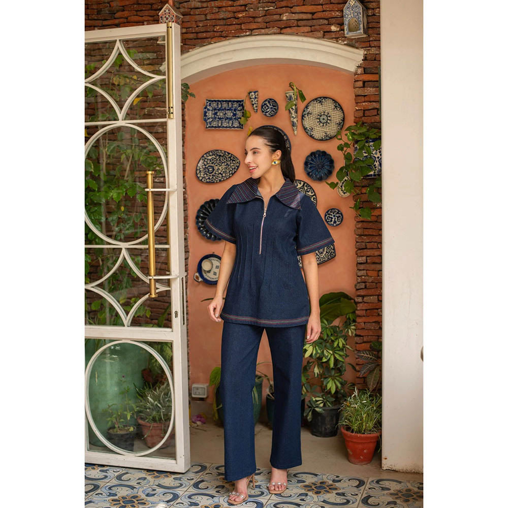AKSH INDIA Denim Multicolour Corset Co-Ord Set