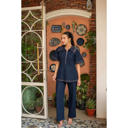 AKSH INDIA Denim Multicolour Corset Co-Ord Set