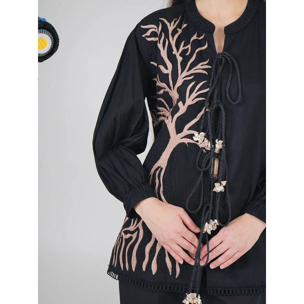AKSH INDIA Tree Of Life Shell Ties Top with Pant