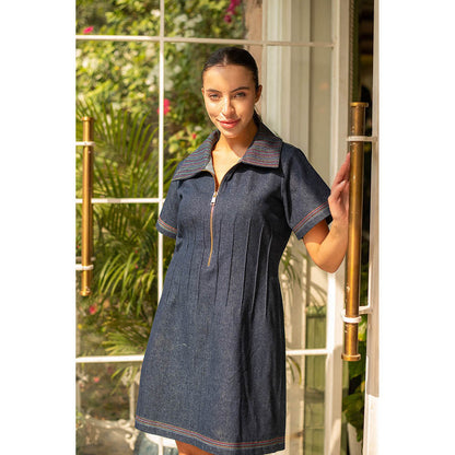 AKSH INDIA Denim Multicolour Corset Dress