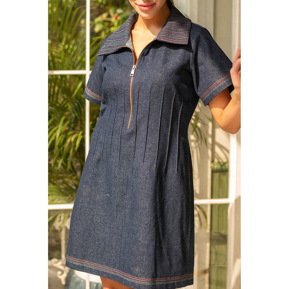 AKSH INDIA Denim Multicolour Corset Dress