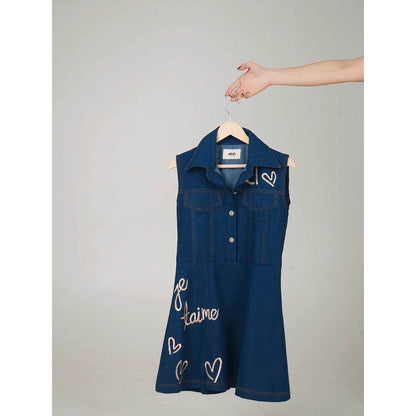 AKSH INDIA Take Me To Paris Denim Skater Dress
