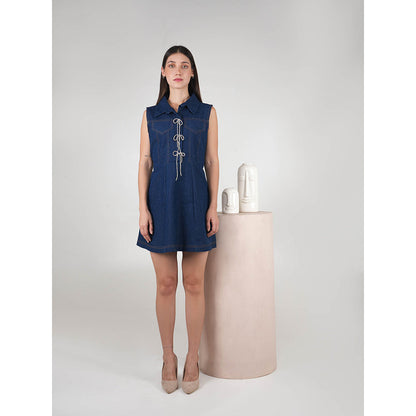 AKSH INDIA Stella Bow Denim Dress