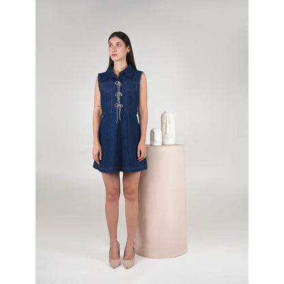 AKSH INDIA Stella Bow Denim Dress