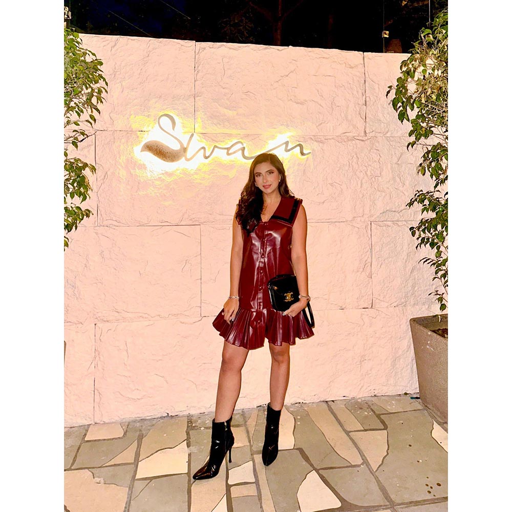 AKSH INDIA Burgundy Vegan Leather Sailor Dress