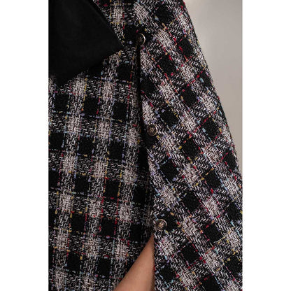 AKSH INDIA Ginny Bow Tweed Cape - Black