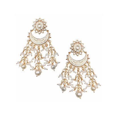 Akulya Jewels Gold Finish White Minakari Chaandalis