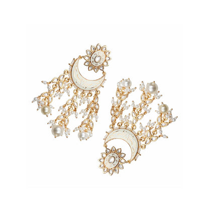 Akulya Jewels Gold Finish White Minakari Chaandalis