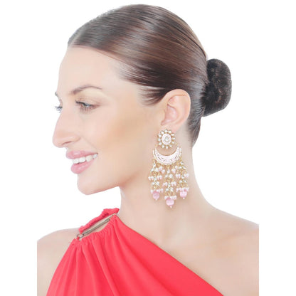 Akulya Jewels Gold Finish Pink Minakari Chaandalis