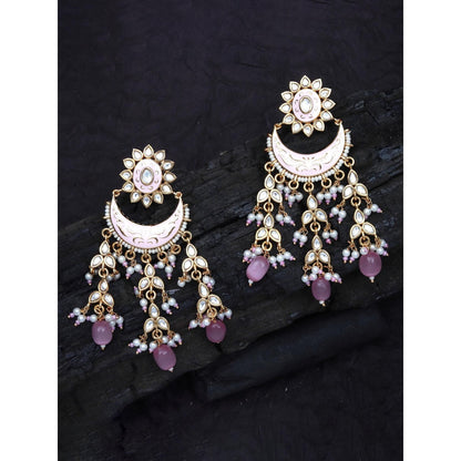 Akulya Jewels Gold Finish Pink Minakari Chaandalis