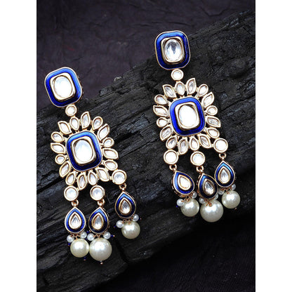 Akulya Jewels Blue Minakari Kundan Danglers