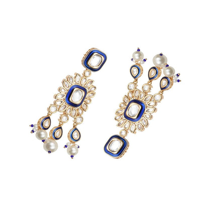 Akulya Jewels Blue Minakari Kundan Danglers