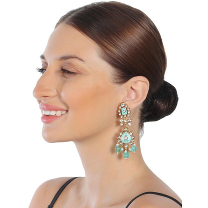Akulya Jewels Turquoise Minakari Kundan Danglers