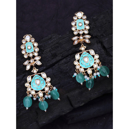 Akulya Jewels Turquoise Minakari Kundan Danglers