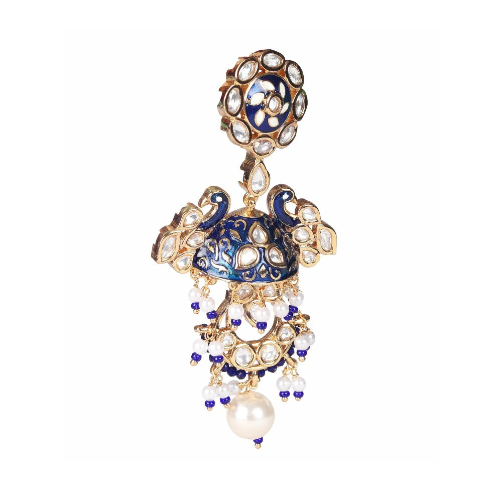 Akulya Jewels Dark Green Minakari Kundan Danglers