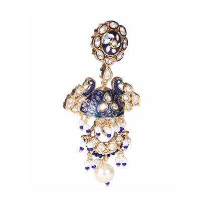 Akulya Jewels Dark Green Minakari Kundan Danglers