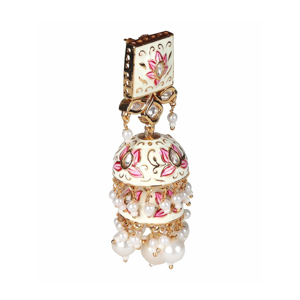 Akulya Jewels Off White Minakari Kundan Earrings
