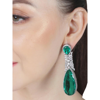 Akulya Jewels Emerald Green Doublet Danglers with Cubic Zirconia.