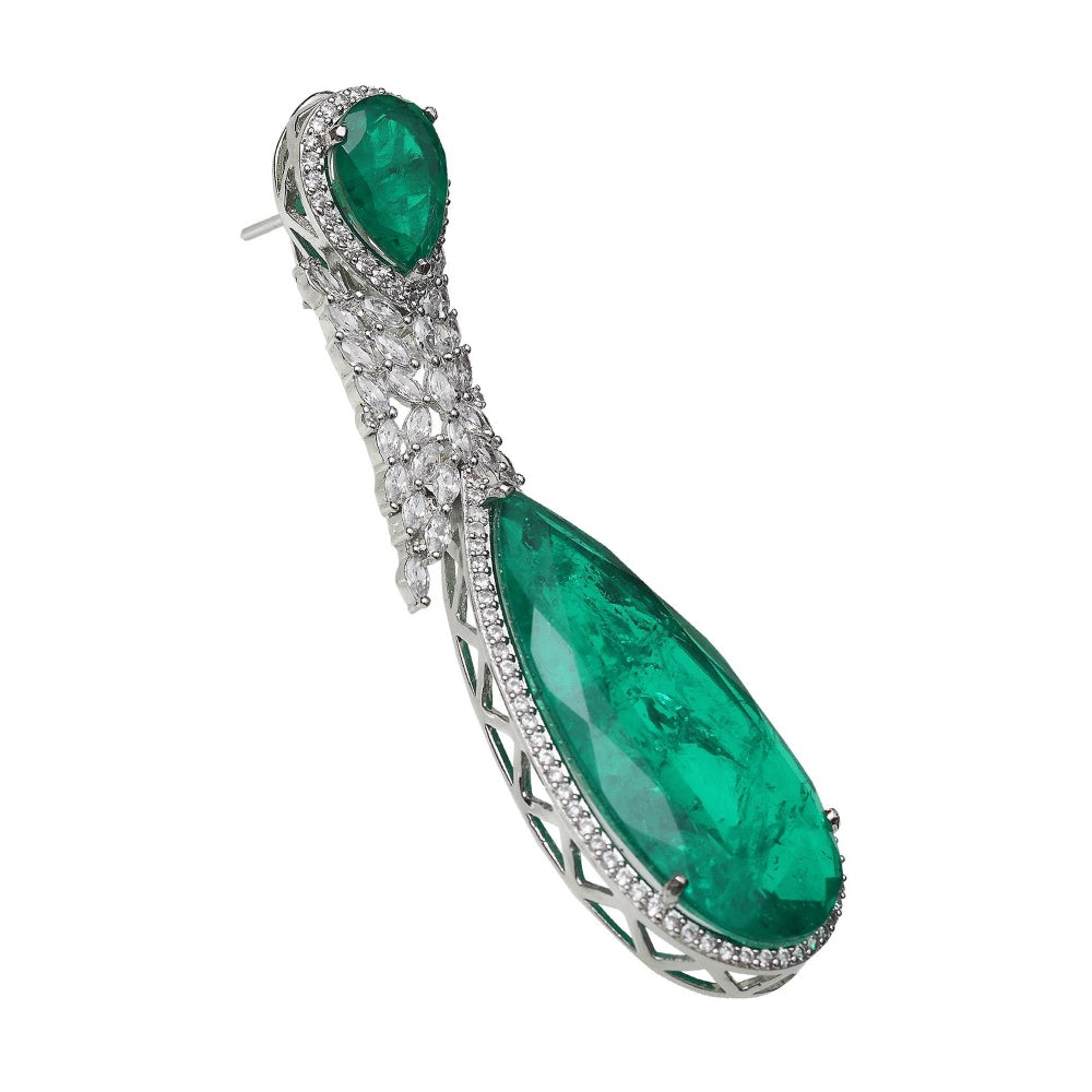 Akulya Jewels Emerald Green Doublet Danglers with Cubic Zirconia.