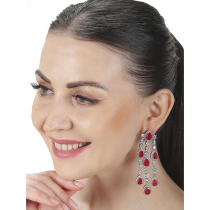 Akulya Jewels Red Doublet Danglers with Cubic Zirconia.