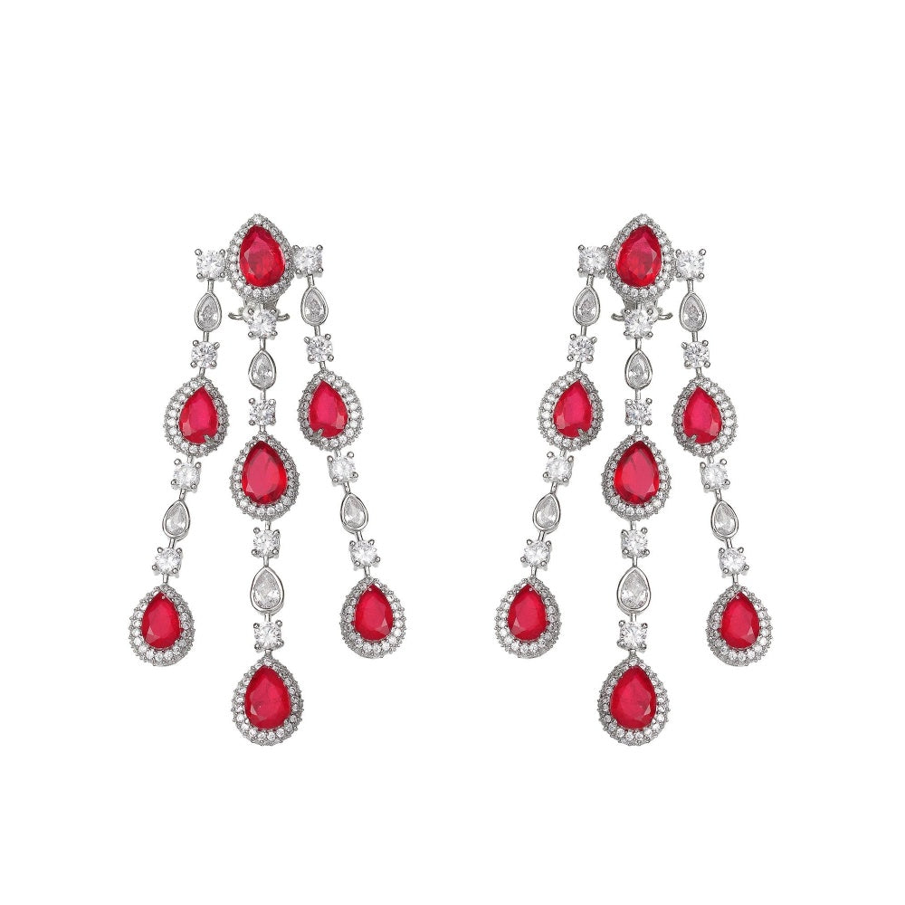 Akulya Jewels Red Doublet Danglers with Cubic Zirconia.