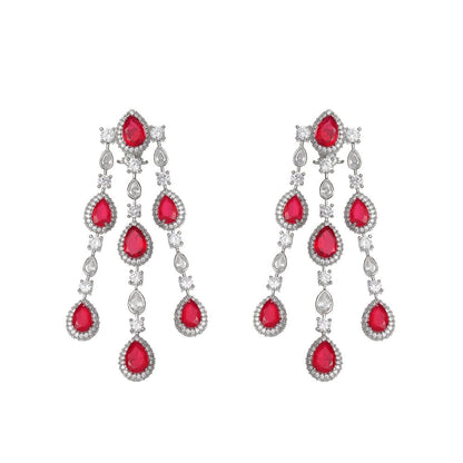 Akulya Jewels Red Doublet Danglers with Cubic Zirconia.