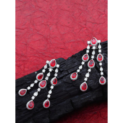 Akulya Jewels Red Doublet Danglers with Cubic Zirconia.