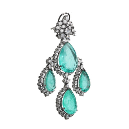Akulya Jewels Dew Drop Emerald Doublet Danglers with Cubic Zirconia.