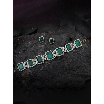 Akulya Jewels Emerald Green Doublet Choker (Set of 2)