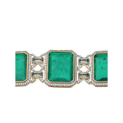 Akulya Jewels Emerald Green Doublet Choker (Set of 2)