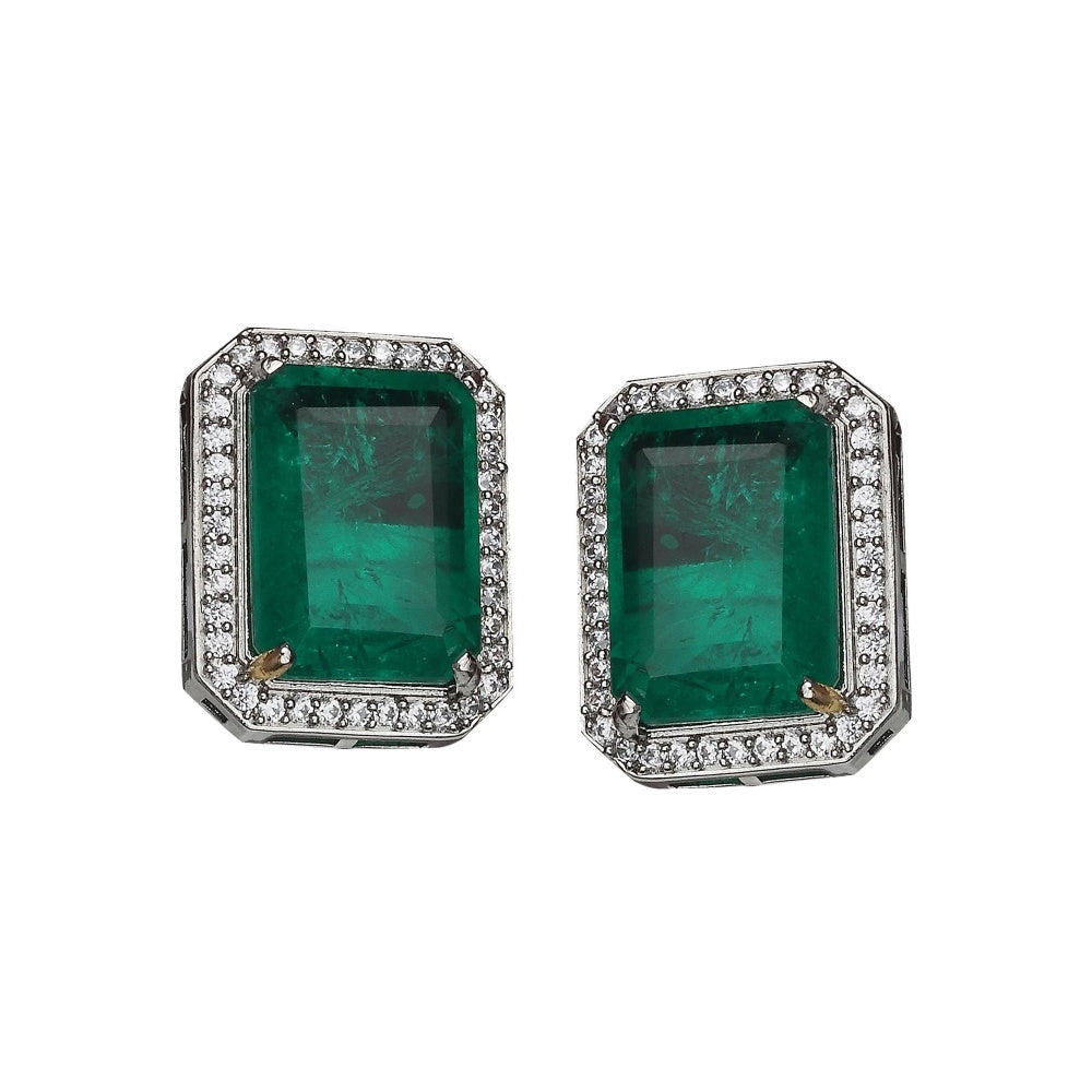 Akulya Jewels Emerald Green and White Doublet Choker (Set of 2)