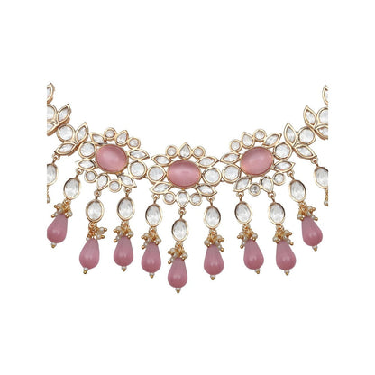 Akulya Jewels Kundan Necklace with Pink Colored Stones (Set of 2)