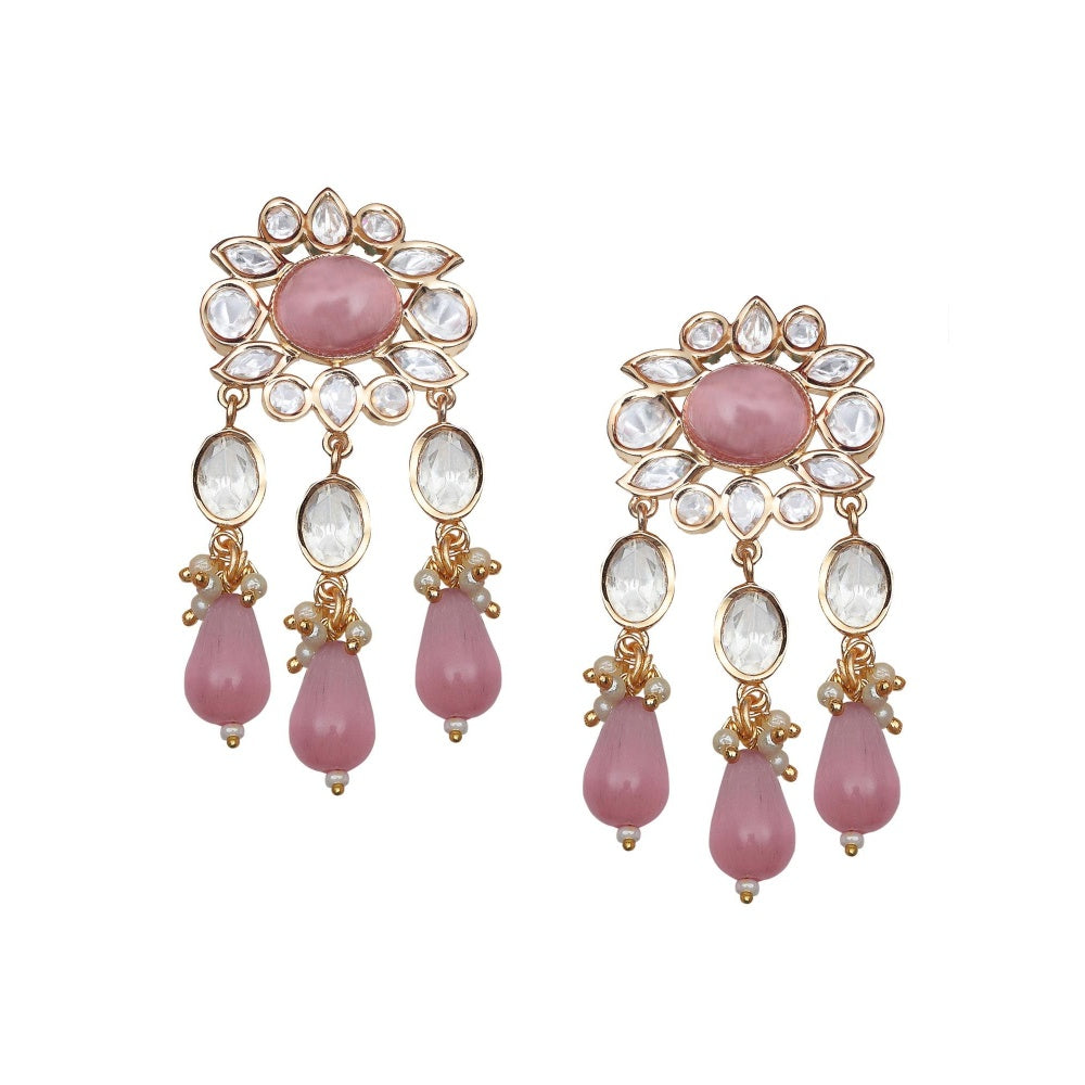 Akulya Jewels Kundan Necklace with Pink Colored Stones (Set of 2)