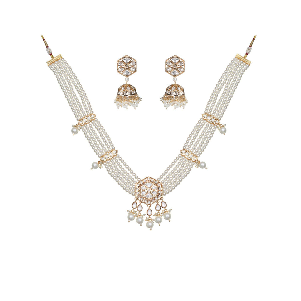 Akulya Jewels Polki and Pearl Necklace (Set of 2)