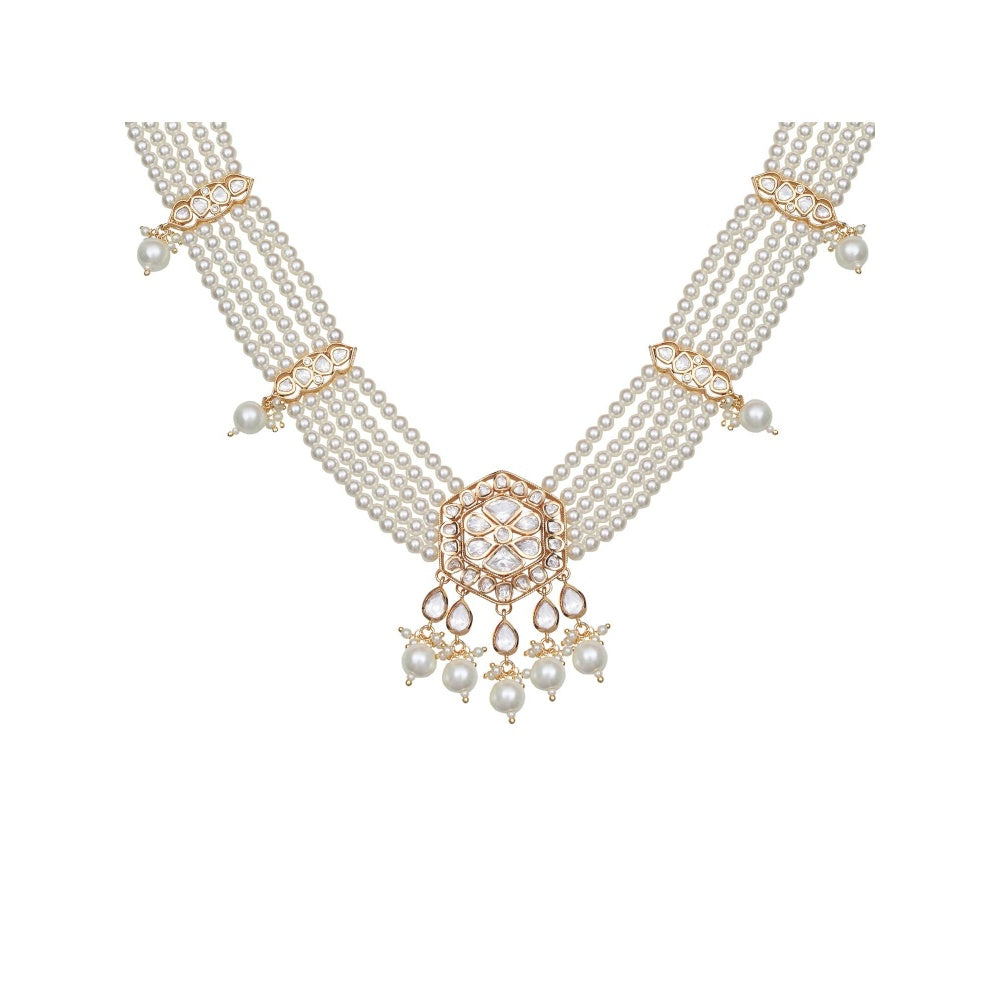 Akulya Jewels Polki and Pearl Necklace (Set of 2)