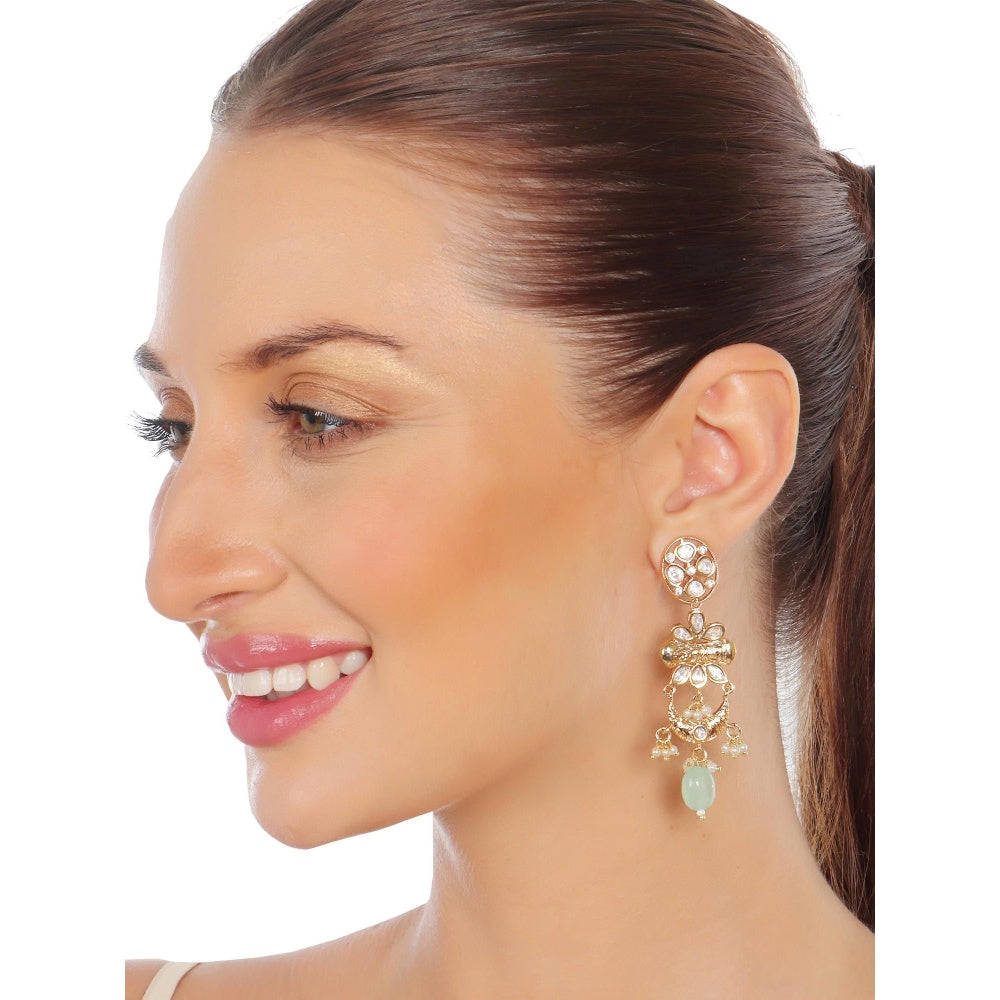 Akulya Jewels Kundan Necklace with Mint and Blush Pink Beads (Set of 2)