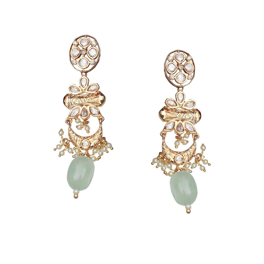 Akulya Jewels Kundan Necklace with Mint and Blush Pink Beads (Set of 2)