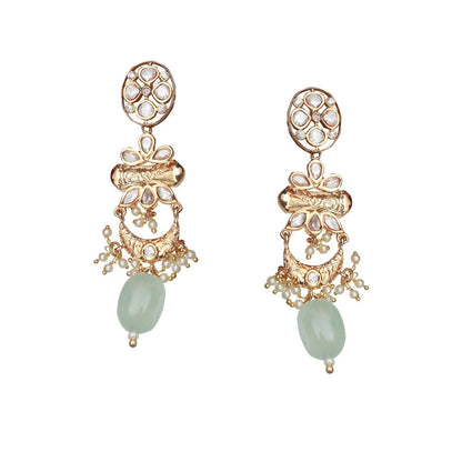 Akulya Jewels Kundan Necklace with Mint and Blush Pink Beads (Set of 2)