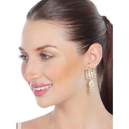 Akulya Jewels Mint Green Kundan Polki Necklace (Set of 2)