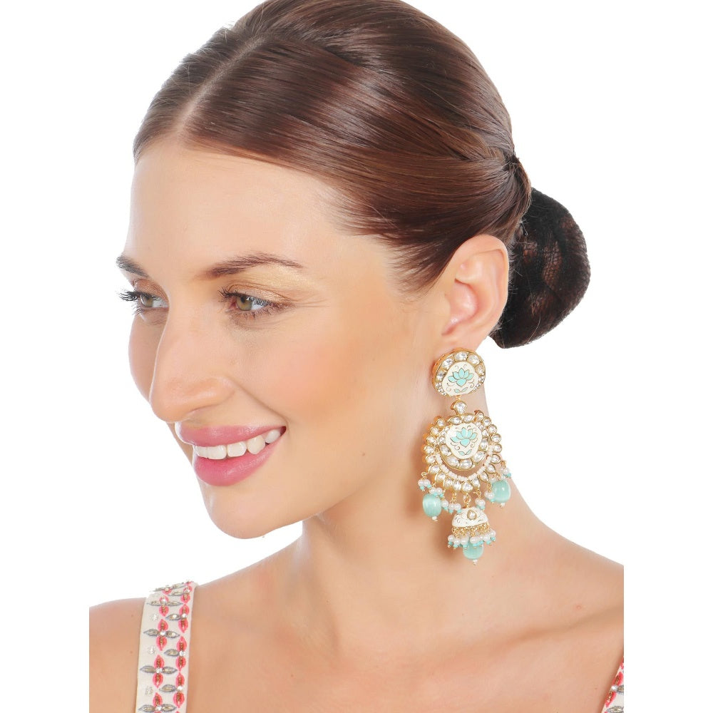 Akulya Jewels Mint Green Minakari Kundan Choker (Set of 3)