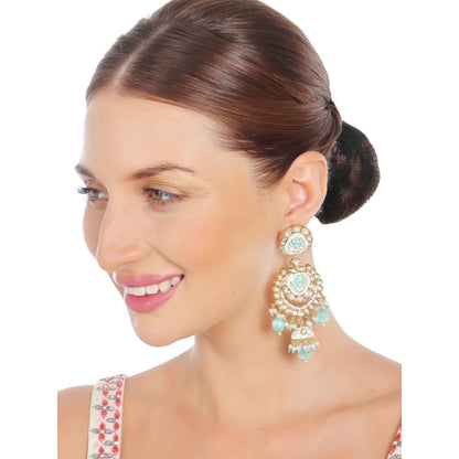 Akulya Jewels Mint Green Minakari Kundan Choker (Set of 3)