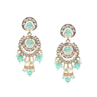 Akulya Jewels Mint Green Minakari Kundan Choker (Set of 3)