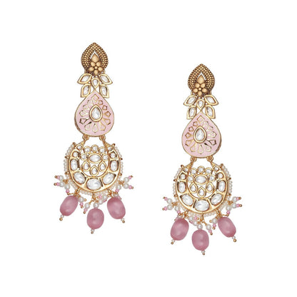 Akulya Jewels Blush Pink and White Minakari Kundan Choker (Set of 3)
