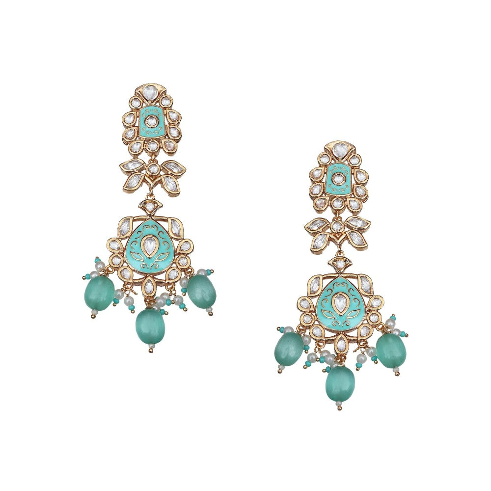 Akulya Jewels Exquisite Turquoise Minakari Kundan Choker (Set of 3)