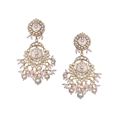 Akulya Jewels White Bridal Minakari Kundan Choker (Set of 3)