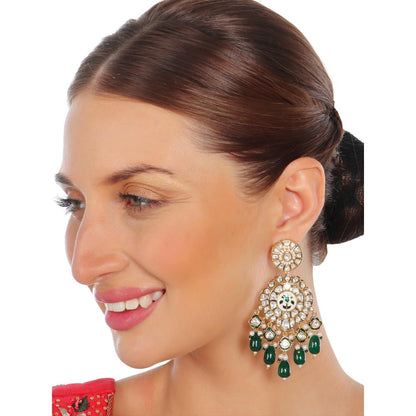 Akulya Jewels Emerald Green Minakari Kundan Choker (Set of 3)