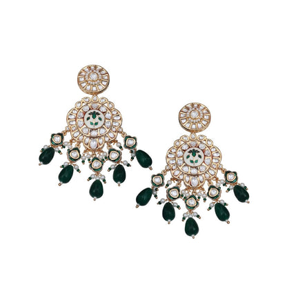 Akulya Jewels Emerald Green Minakari Kundan Choker (Set of 3)