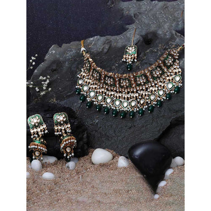 Akulya Jewels Green Minakari Kundan Choker (Set of 3)