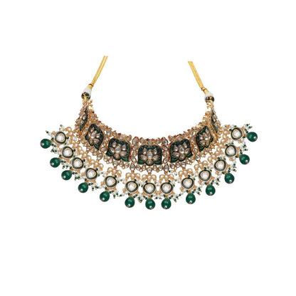 Akulya Jewels Green Minakari Kundan Choker (Set of 3)